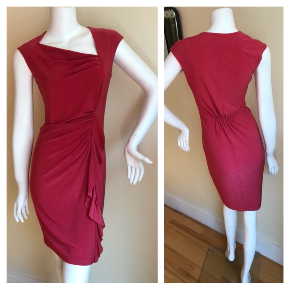 Komarov side ruched ruffle dress